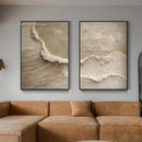 White Ocean Wave Textured Oil Painting Handmade Sea Beach Canvas Painting White Textured Abstract Ocean Wave Landscape Painting