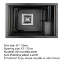 Hidden black Kitchen sink Single bowl Bar Small Size sink Stainless Steel Balcony sink Concealed black kitchen sink Bar sink