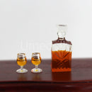1/12 Miniature Dollhouse Decanters with 2 Glasses Mini Wine Bottle Pretend Play OB11 Doll Kitchen Toy Accessories