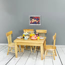 1 Set 1/12 Miniature Dollhouse Table & Chiar & Mini Doll Food Pretend Play Kitchen Furniture Accessories Toy