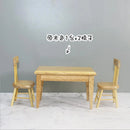 1 Set 1/12 Miniature Dollhouse Table & Chiar & Mini Doll Food Pretend Play Kitchen Furniture Accessories Toy
