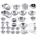 Stainless Steel Funny Kids Simulation Kitchen Toys Cooking Cookware Children Kitchen Tableware Pretend Role Play Toy for Kids