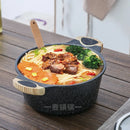 Korean medical stone paste soup noodle stew cooking pot double ears stewpan hot pot household cooker wood handle glass cover lid
