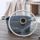 Korean medical stone paste soup noodle stew cooking pot double ears stewpan hot pot household cooker wood handle glass cover lid