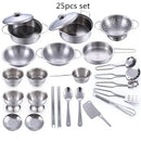 Stainless Steel Funny Kids Simulation Kitchen Toys Cooking Cookware Children Kitchen Tableware Pretend Role Play Toy for Kids