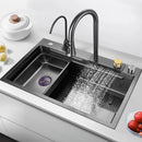 Nordic Metal Kitchen Sinks for Bar Counter Smart Digital Display with Cup Washer Sinks Light Luxury Design Sink for Dining Room