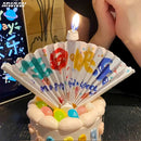 Hot Happy Birthday Fan Shaped Automatic Opening of Candles Magic Candle Cake Cupcake Topper Party Decoration Supplies DIY Gifts
