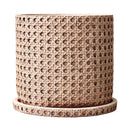 Creative Decorative Pot Simple Round Retro Desktop Cement Flower Pot Living Room Green Plant Pottery Imitation Vine Weaving
