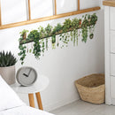 Green Dill Leaves Hanging Basket Wall Stickers Bedroom Living Room Wall Beautification Green Plant Decor Courtyard Wall Decals