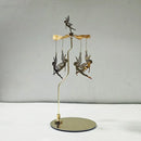Stainless Steel Gold Round Disc Candlestick Christmas Gift Aromatherapy Running Horse Light Romantic Rotating Candle Holder