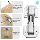 90 Degree Steel Cabinet Hinges No-Drilling Hole Door Close Hinges HoleHydraulic Buffer Hinge Furniture Hardware Accessories