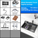 100x50cm Stainless Steel Waterfall Kitchen Sink With Knife Holder Digital Display Faucet Set Embossed Extra Large Single Slot