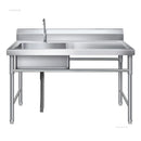 Commercial Kitchen Sinks with Platform Floor-standing Stainless Steel Single-slot Vegetable Basin Home Washing Sink with Bracket