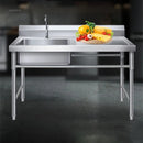 Commercial Kitchen Sinks with Platform Floor-standing Stainless Steel Single-slot Vegetable Basin Home Washing Sink with Bracket