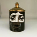 Gold Handmade Ceramic Empty Candle Holder Incense Candles Jar Lady Face Red Lip Cup Living Room Ornaments Home Decoration Box Cr