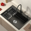 Stainless Steel Kitchen Sinks Black Nano Large Single Tank Countertop Basin Home Kitchen Vegetable Sink 304 Thickened Wash Basin