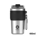 FEIJIAN Stainless Steel Coffee Cup Coffee Mug Thermos Cup Portable Travel Mug With Lifting Rope Leak-Proof Non-Slip 500ml/400ml