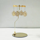 Stainless Steel Gold Round Disc Candlestick Christmas Gift Aromatherapy Running Horse Light Romantic Rotating Candle Holder