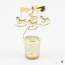 Rotating Candle Stick Holder Gold Candlestick Home Decoration Romantic Valentine's Gift Party Room Decor Carousel Candle Stand