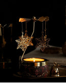 Romantic Aromatherapy Glass Candle Cup Lid, Stainless Steel Rotating Carousel Candle Holder, Walking Light Candlestick Decoratio