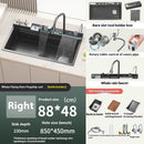 Stainless Steel Waterfall Kitchen Sink Embossed Single Bowl Digital Display Extra Large Multifunctional Washing Sinks 100x50cm
