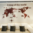 Nordic World Map Acrylic 3D Wall Decal Office Study, Living Room, Sofa, Background Wall Decoration