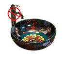 European Ceramic Wash Basin American Art Bathroom Sinks Retro Home Round Single Basin Balcony Toilet Creative Hand Painted Basin