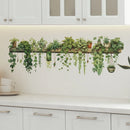 Green Dill Leaves Hanging Basket Wall Stickers Bedroom Living Room Wall Beautification Green Plant Decor Courtyard Wall Decals