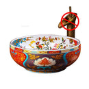European Ceramic Wash Basin American Art Bathroom Sinks Retro Home Round Single Basin Balcony Toilet Creative Hand Painted Basin
