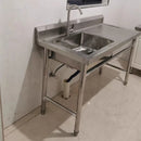 Commercial Kitchen Sinks with Platform Floor-standing Stainless Steel Single-slot Vegetable Basin Home Washing Sink with Bracket