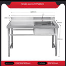Commercial Kitchen Sinks with Platform Floor-standing Stainless Steel Single-slot Vegetable Basin Home Washing Sink with Bracket
