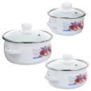 3pcs Kitchen Stockpot Delicate Enamel Cooking Pot Stock Pot Noodle Cooking Pot enamel pots small pot enamel pans for cooking