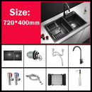 304 Stainless Steel Nano Black Kitchen Sink Vegetable Wash Basin For Home Fixture With  Faucet Drain Accessories Topmount
