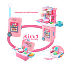 Integrates Storage Boxes and Tableware Kitchen Play Set Movable Kitchens Stove Fruit 3-IN-1 Portable Suitcase Cooking Kits Toys
