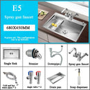 Stainless Steel Kitchen Sink Farmhouse Above Counter Undermounter Single Bowel Wash Basin With Gourmet Faucet Drain Accessories