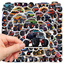 50pcs Handsome Monster Truck Series Graffiti Stickers Suitable for Helmets Desktop Wall Decoration DIY Sticker Pack Wholesale