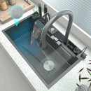 Waterfall Sink Stainless Steel Kitchen Sink Embossed Large Single Slot Ambient light Digital Display Faucet Set Soap Dispenser