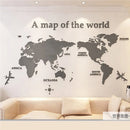 Nordic World Map Acrylic 3D Wall Decal Office Study, Living Room, Sofa, Background Wall Decoration