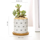 Nordic Geometric Pattern Ceramic Succulent Pot Straight Simple Black and White Home Decoration Succulent Small Potted Plant