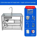 Commercial Kitchen Sinks with Platform Floor-standing Stainless Steel Single-slot Vegetable Basin Home Washing Sink with Bracket