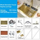 Stainless Steel Waterfall Kitchen Sink Cup Washer Knife Rack Embossed Extra Large Single Slot Apartment Left Side Drainage