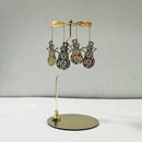 Stainless Steel Gold Round Disc Candlestick Christmas Gift Aromatherapy Running Horse Light Romantic Rotating Candle Holder