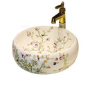 European Ceramic Wash Basin American Art Bathroom Sinks Retro Home Round Single Basin Balcony Toilet Creative Hand Painted Basin