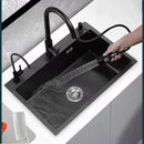 Nordic Metal Kitchen Sinks for Balcony Sink Black Thickened Nano Simple Design Household Kitchen Sink for Kitchen and Restaurant