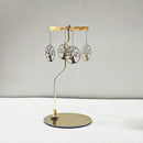 Stainless Steel Gold Round Disc Candlestick Christmas Gift Aromatherapy Running Horse Light Romantic Rotating Candle Holder