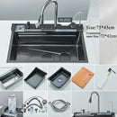 Brushed Gold Waterfall Sink Kitchen Intelligent Digital Display Temperature Control Large Single Slot pull Out Faucet Pure Water