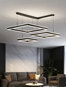 Living room lamp dining bedroom chandelier Nordic modern minimalist 2022 new light luxury square chandelier LED lamp suspendu