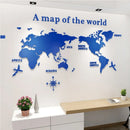 Nordic World Map Acrylic 3D Wall Decal Office Study, Living Room, Sofa, Background Wall Decoration