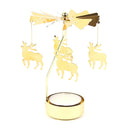 Golden Rotating Candle Holder Romantic Metal Tealight Candle Holder for Christmas Home Decoration Dinner Wedding Bar Party