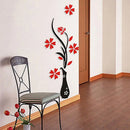 New Retro Vase Flower Tree Pattern DIY Home Room TV Decor Arcylic 3D Wall Sticker Red